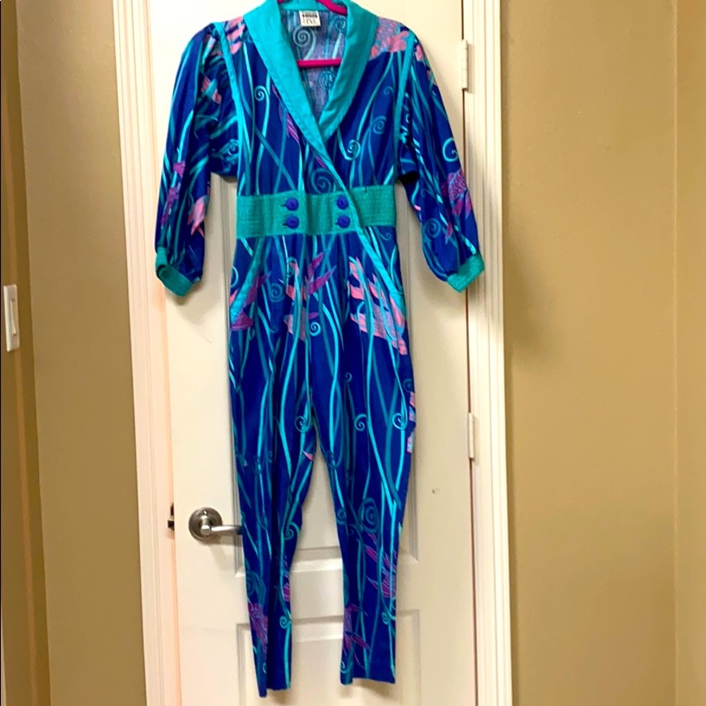 80s Jeanne Marc Graphic Wearable Art Jumpsuit